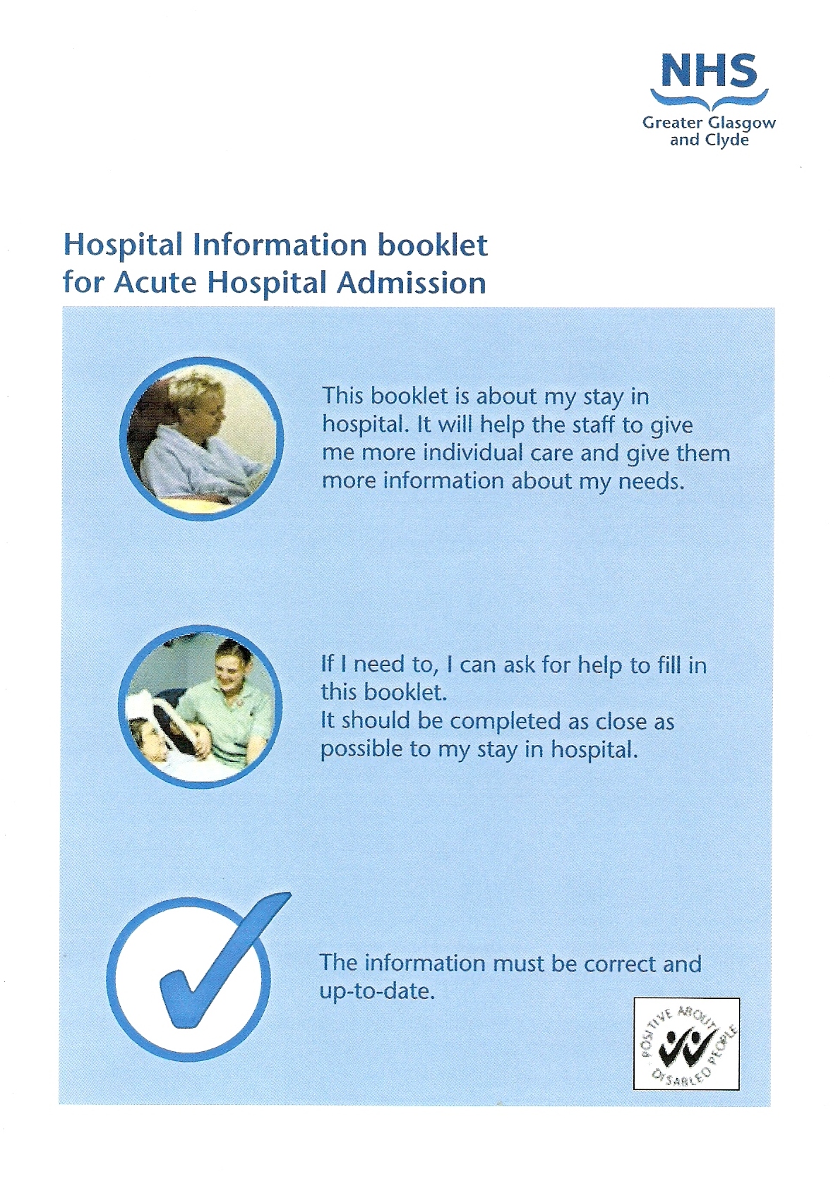 Hospital Admission info Booklet Cover